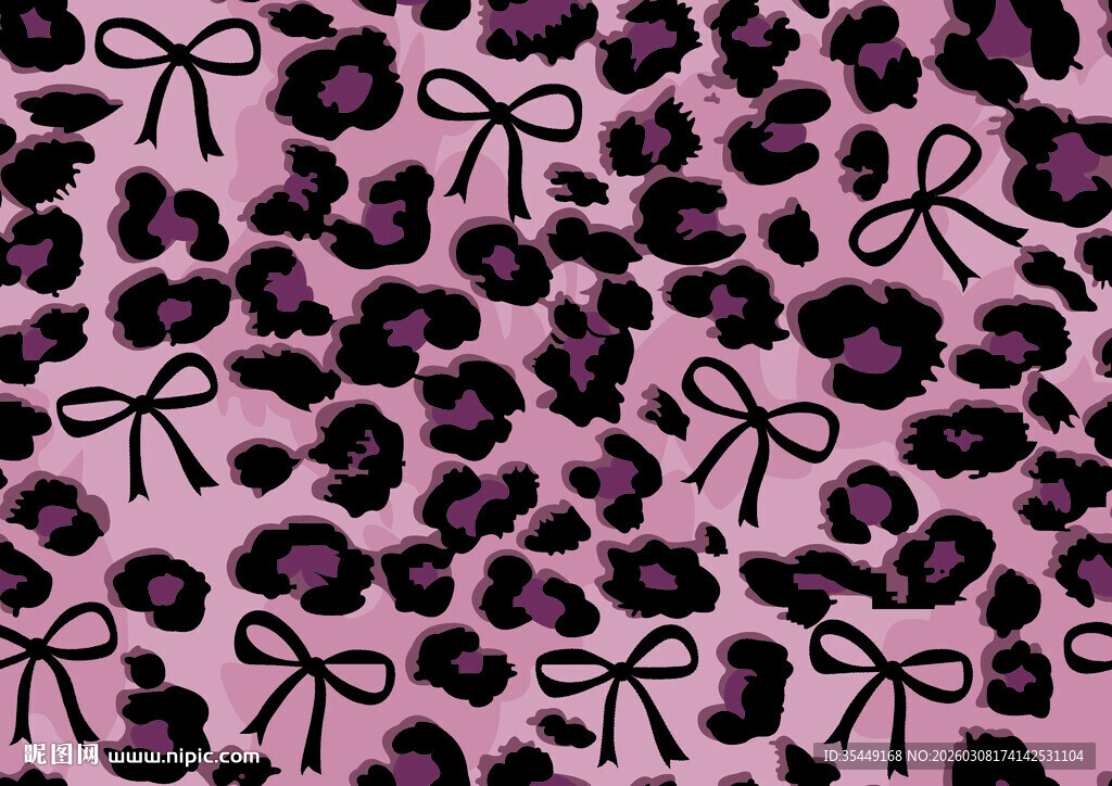 粉色豹纹蝴蝶结图案