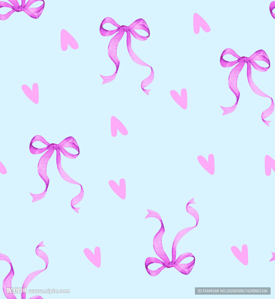 粉色蝴蝶结爱心图案背景