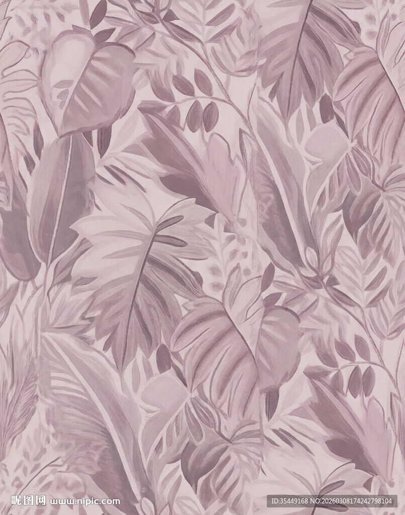 淡紫色热带植物纹理图案