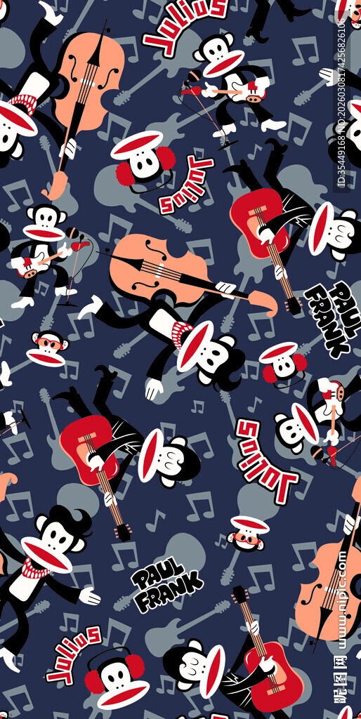 卡通风格多彩图案布料