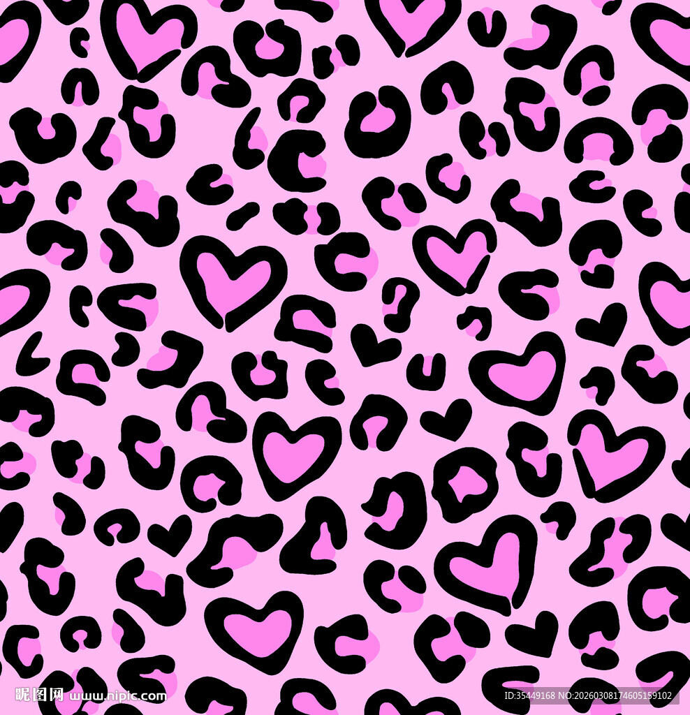粉色豹纹爱心图案背景