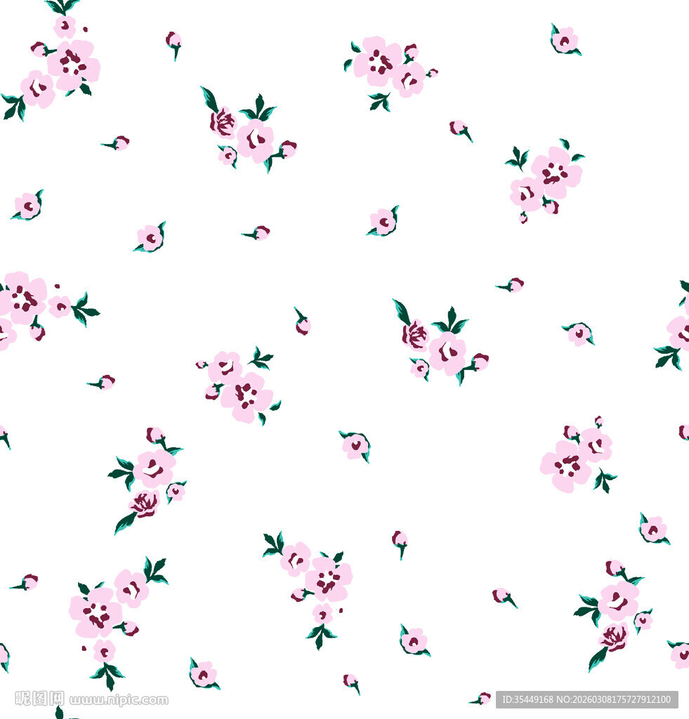 粉色花卉无缝图案背景