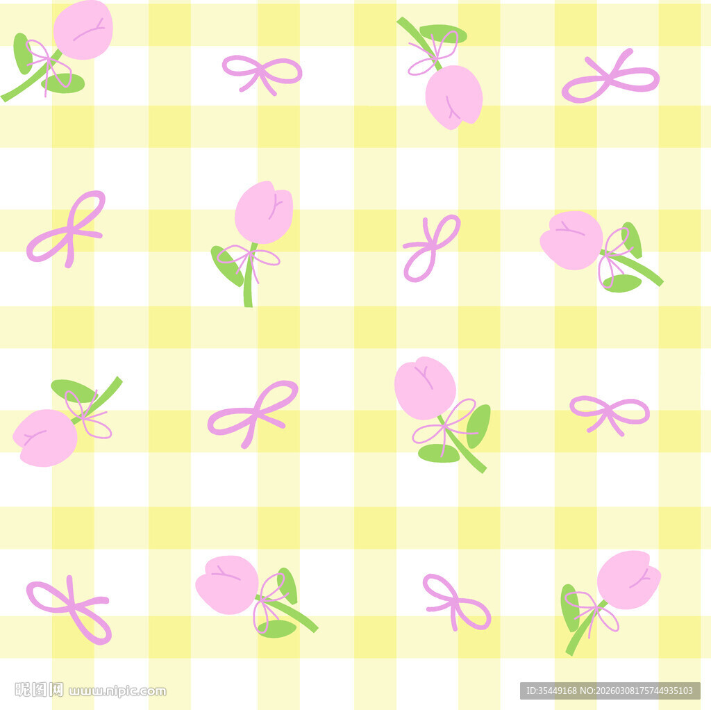 粉色花朵格子背景图案