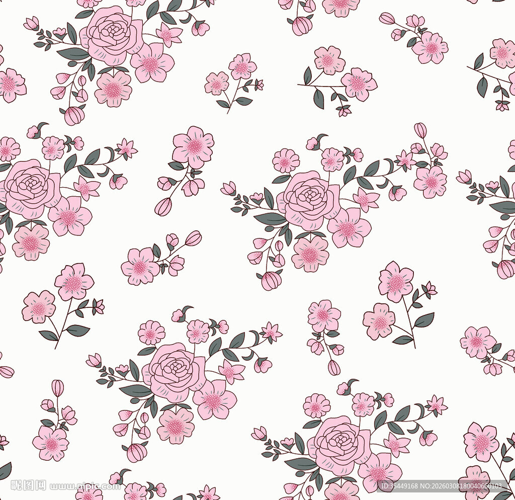 粉色花卉无缝图案背景