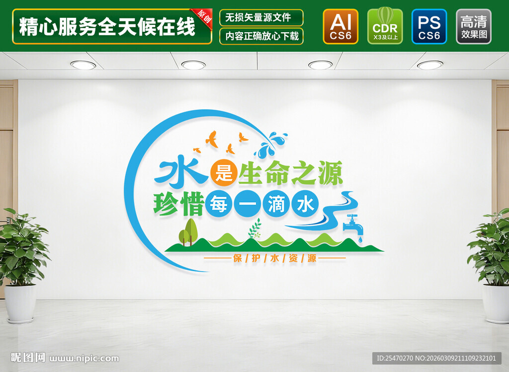 保护水资源文化墙