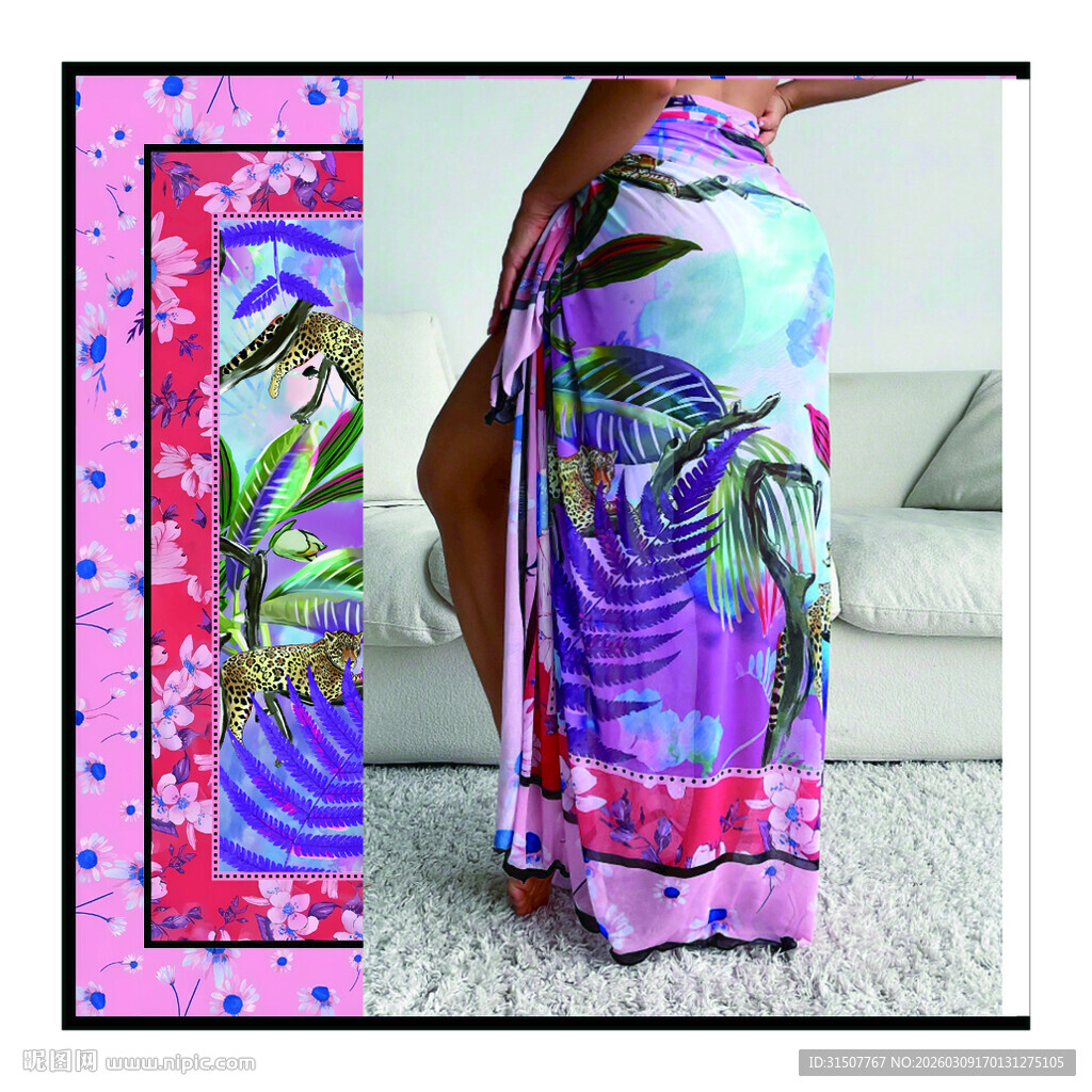 多彩民族风长裙展示