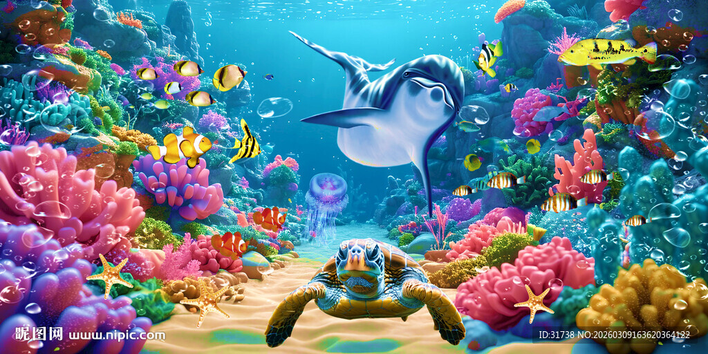 海底奇幻世界的动物景观