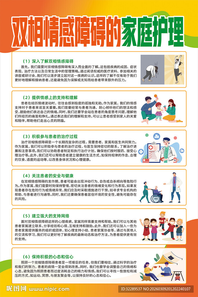 双相情感障碍的家庭护理海报