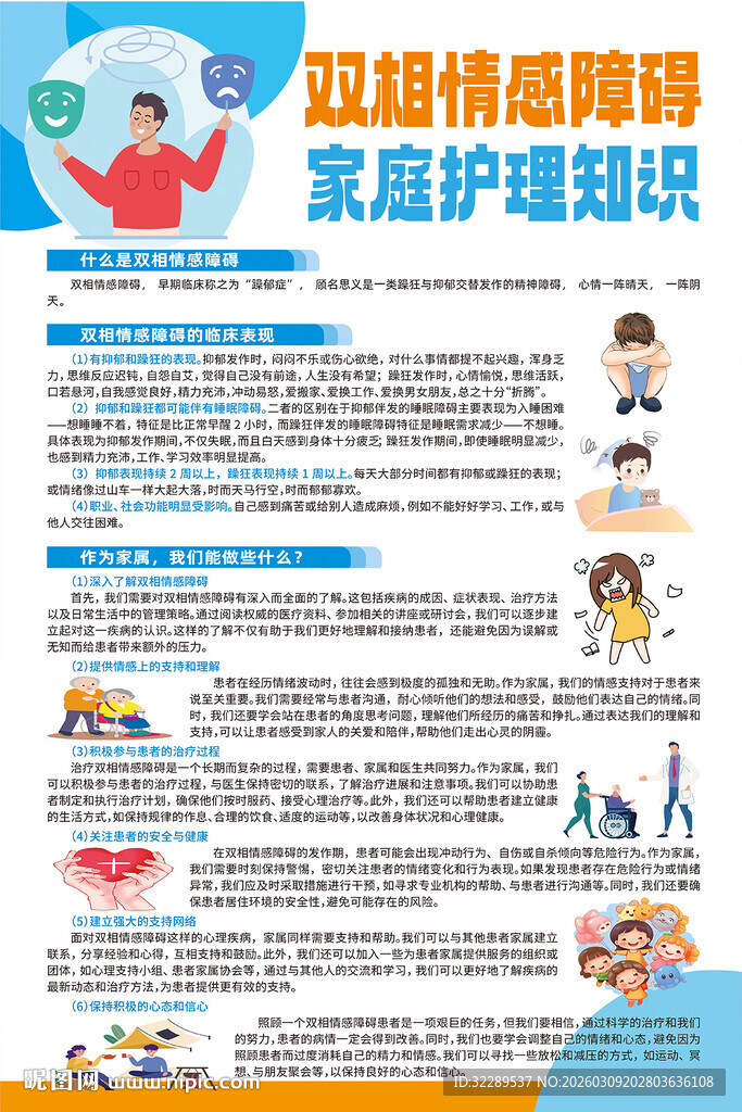 双相情感障碍家庭护理知识海报