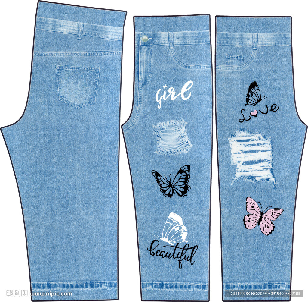 个性刺绣牛仔裤