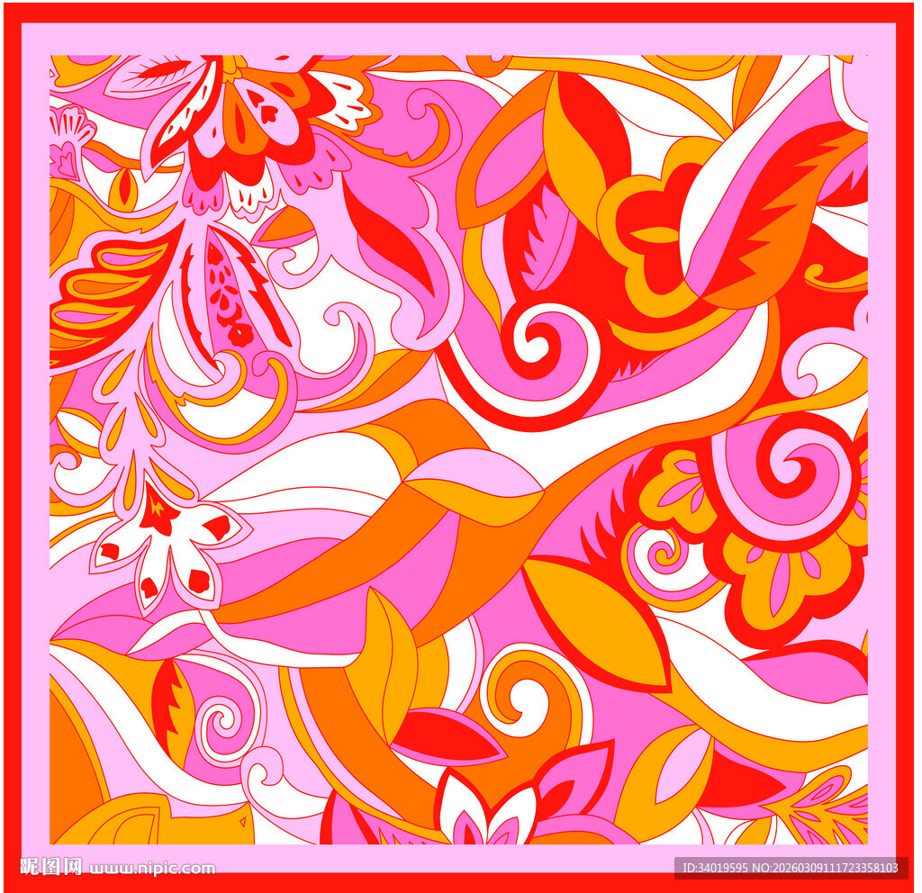 绚丽多彩抽象花卉图案