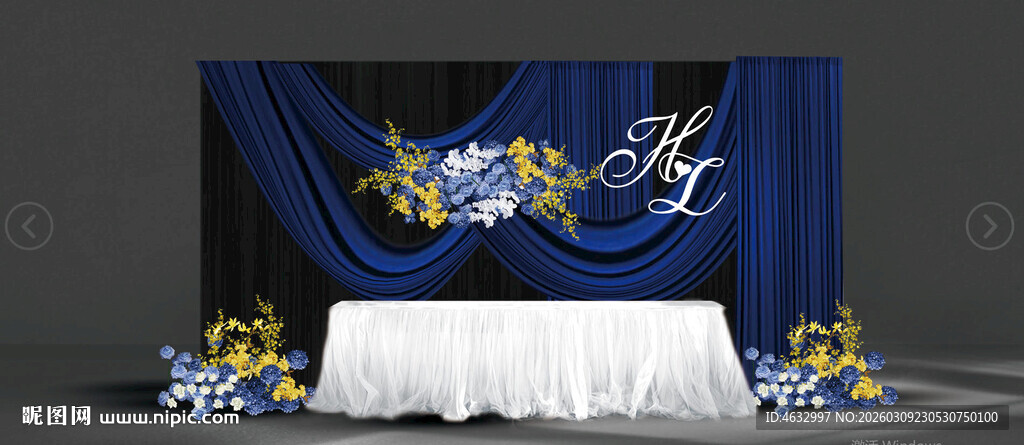 韩式婚礼 蓝黄花艺 