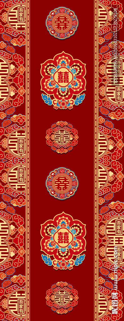 中式传统红色花卉图案