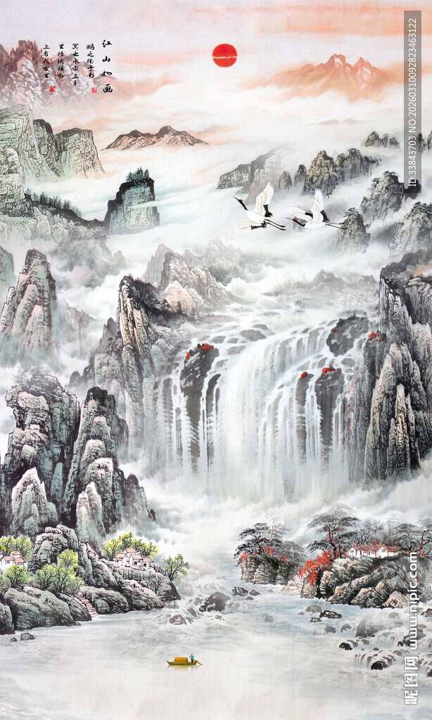 竖幅玄关山水画
