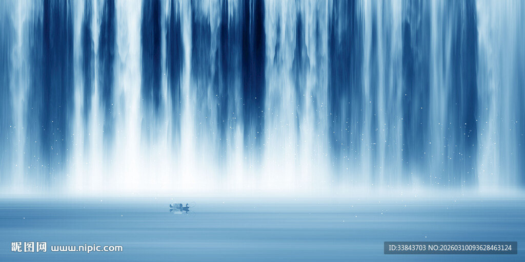 源远流长瀑布山水画背景图