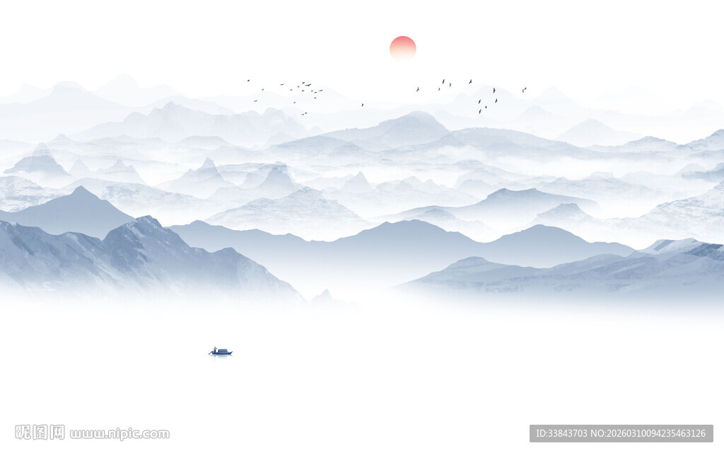 新中式山水背景墙