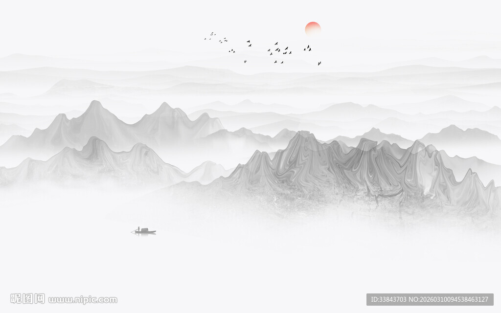 意境水墨山水画