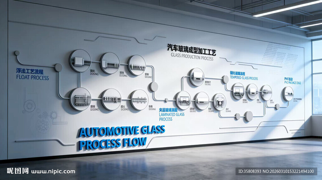 玻璃工艺流程文化墙