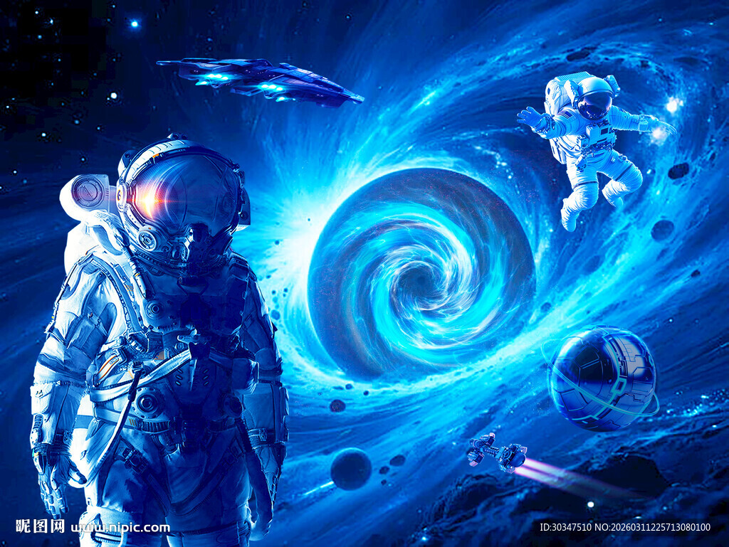 星空宇宙宇航员背景墙