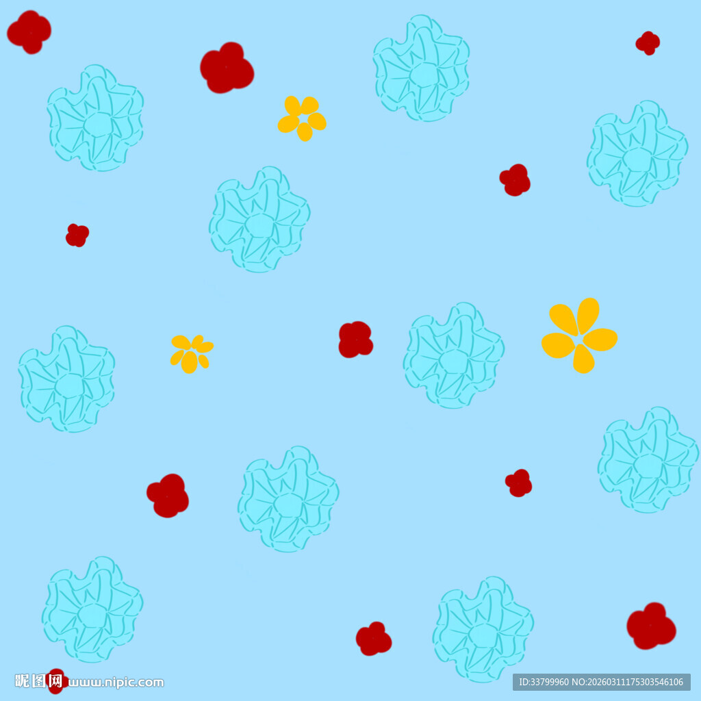 蓝色背景多彩图案装饰图