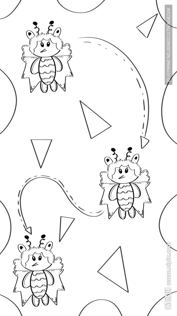 卡通昆虫几何图案背景图
