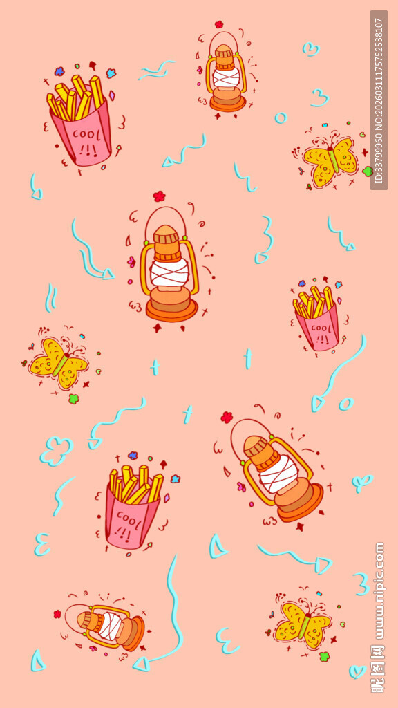 可爱卡通煤油灯与礼物图案