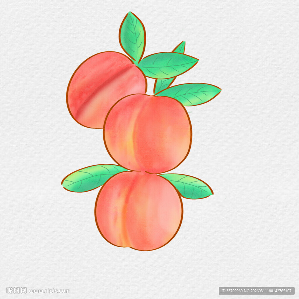 手绘鲜嫩桃子插画