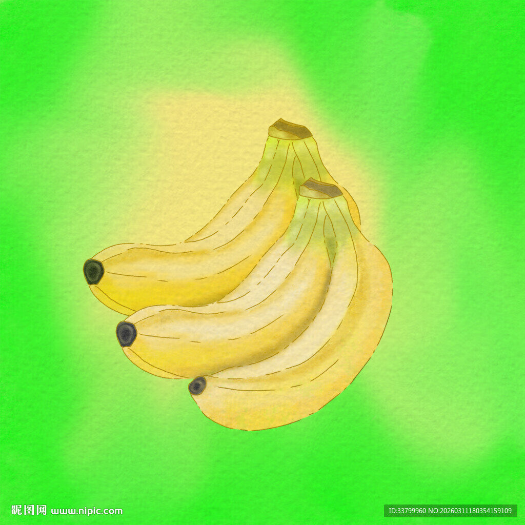 一串鲜黄的香蕉