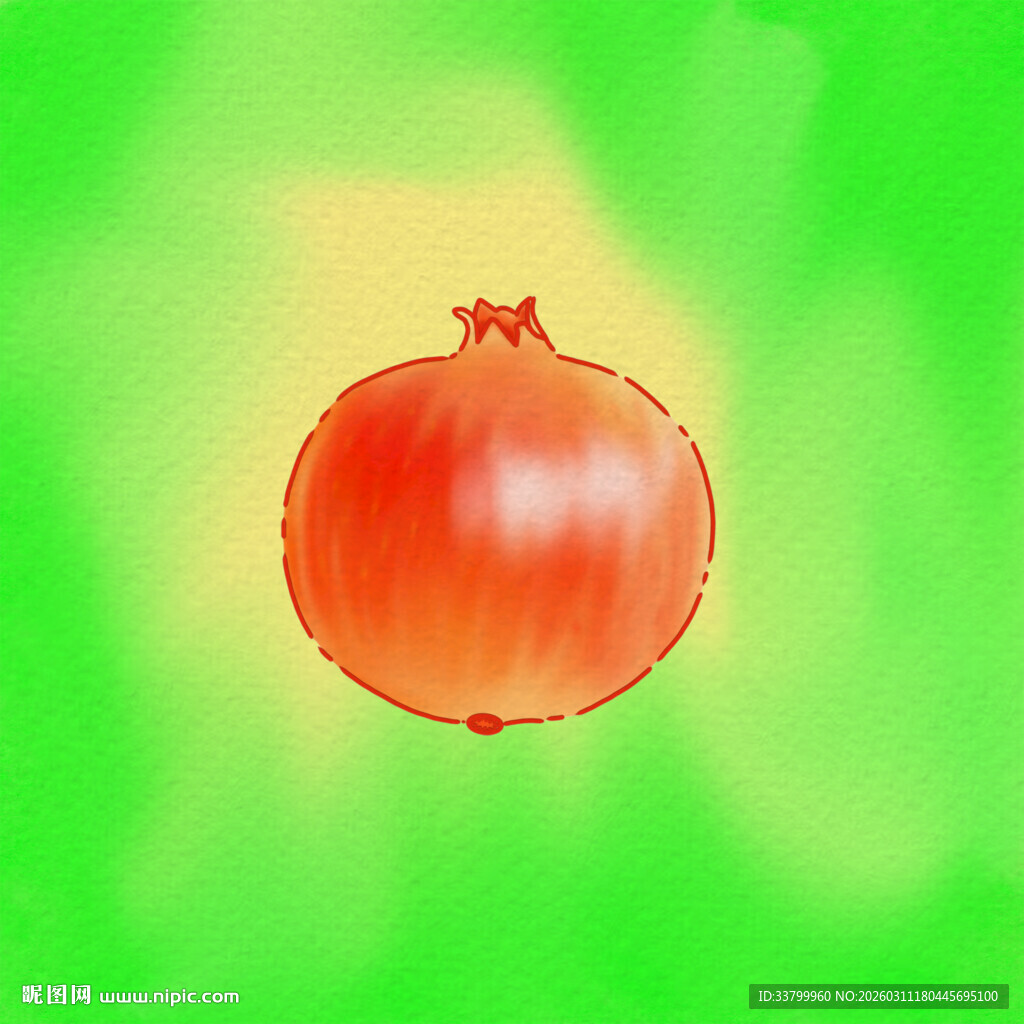 绿色背景上的红石榴