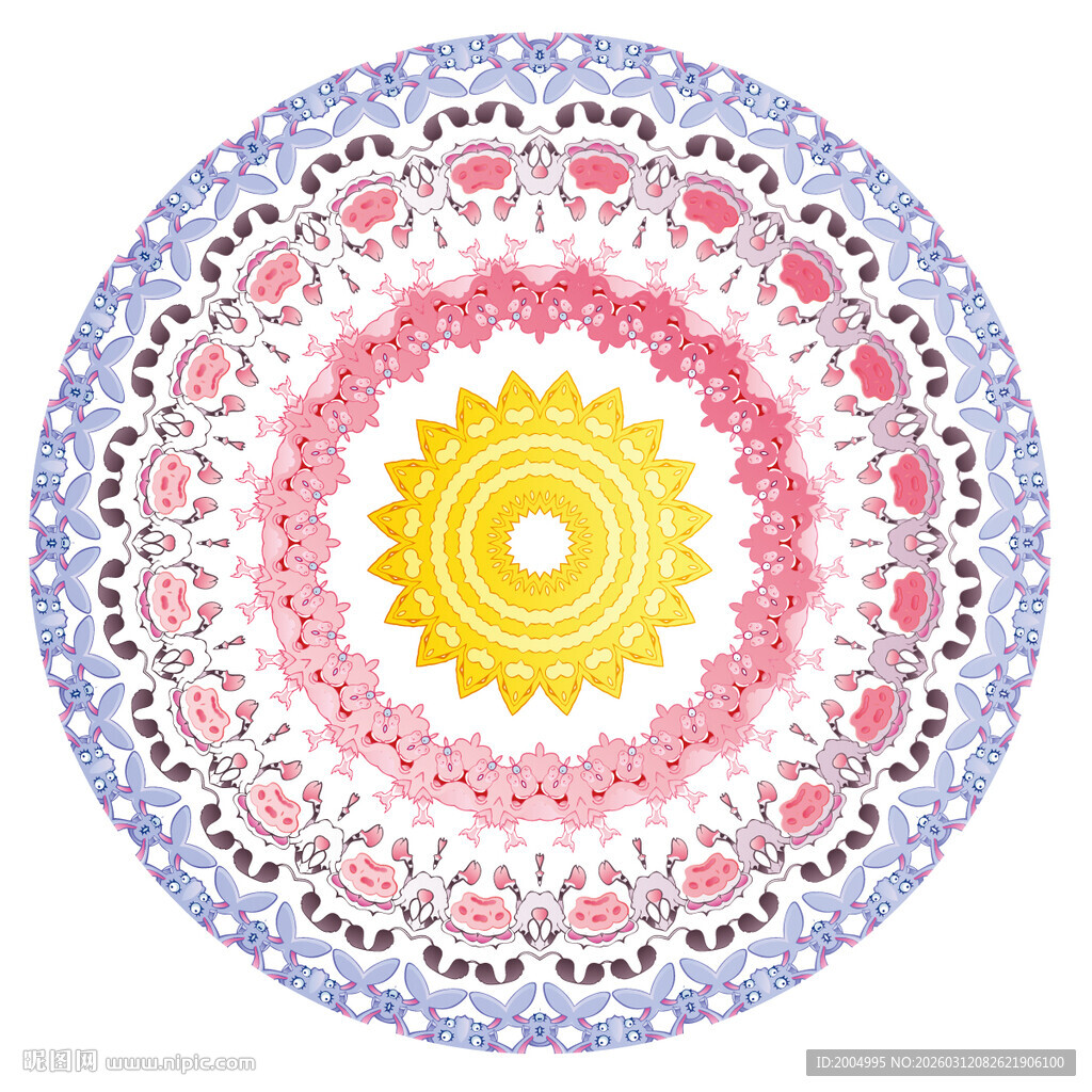 多彩圆形曼陀罗图案