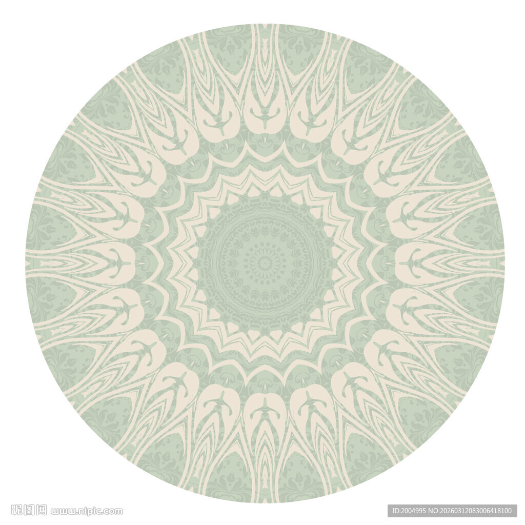 圆形绿色古典花纹