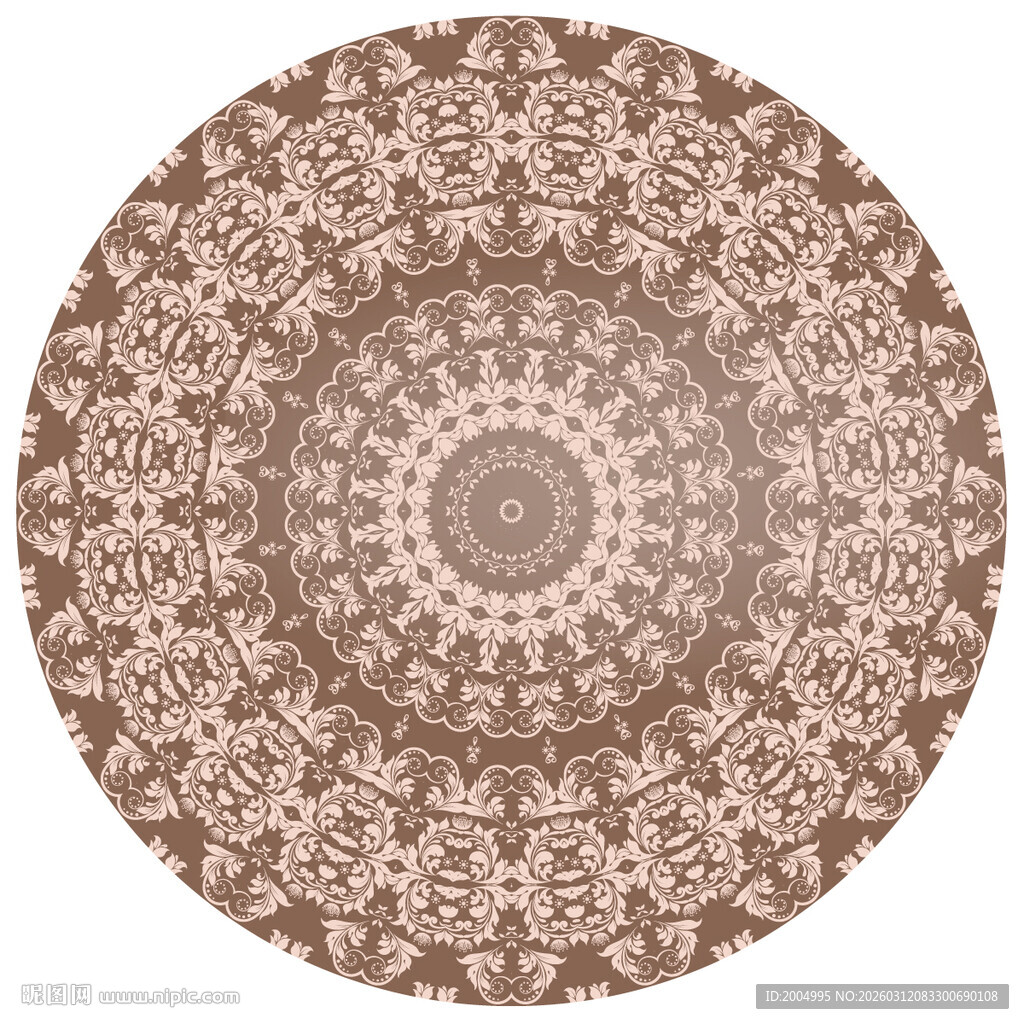 复古花纹圆形装饰图案