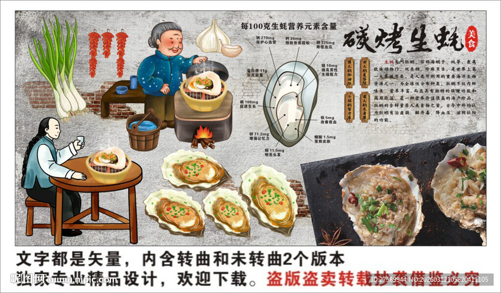 烤生蚝背景墙装饰画