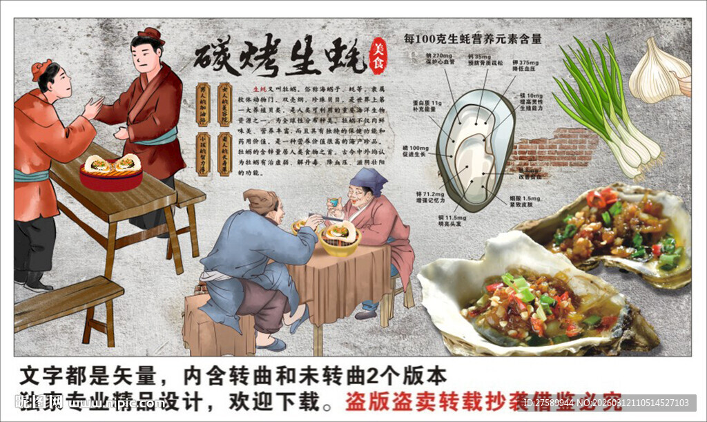 烤生蚝背景墙装饰画