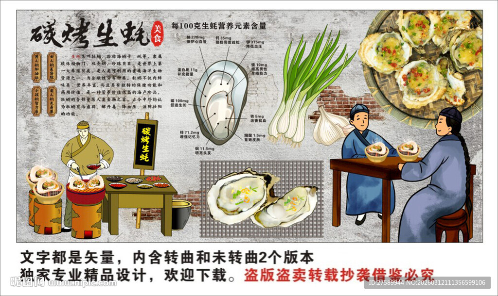 烤生蚝背景墙装饰画