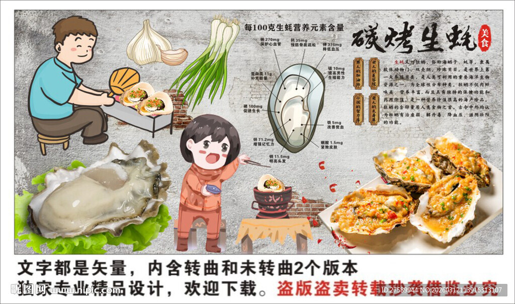 烤生蚝背景墙装饰画