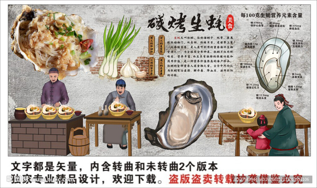 烤生蚝背景墙装饰画