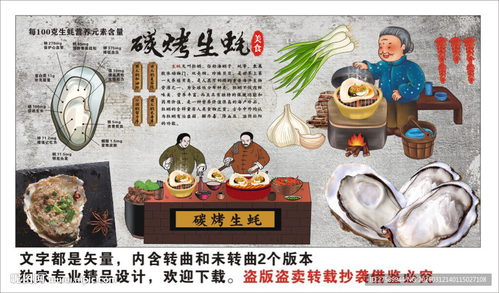 烤生蚝背景墙装饰画