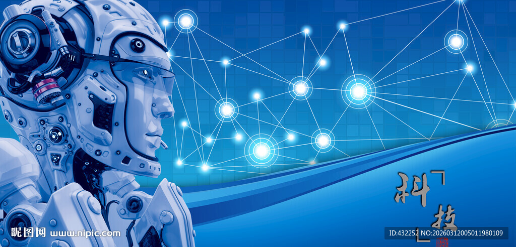 科技感机器人头部特写