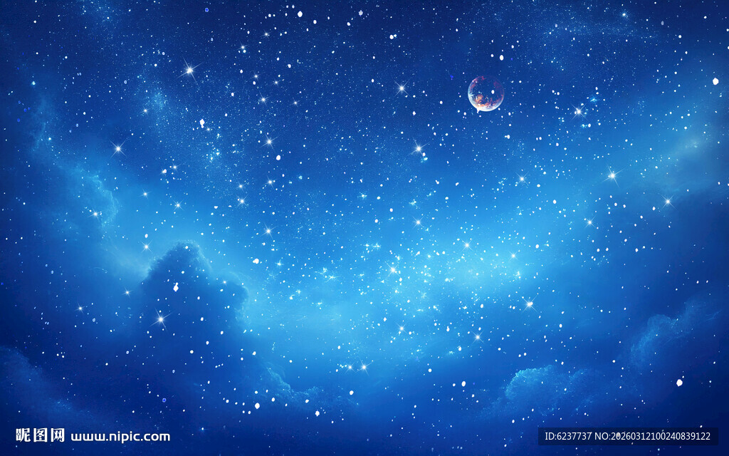 梦幻蓝色星空夜景图