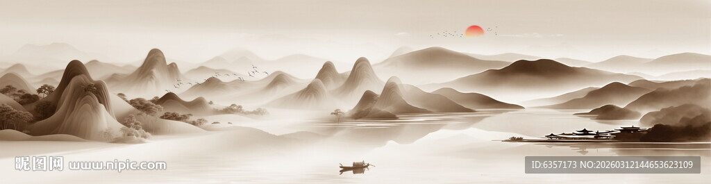 巨幅水墨山水画