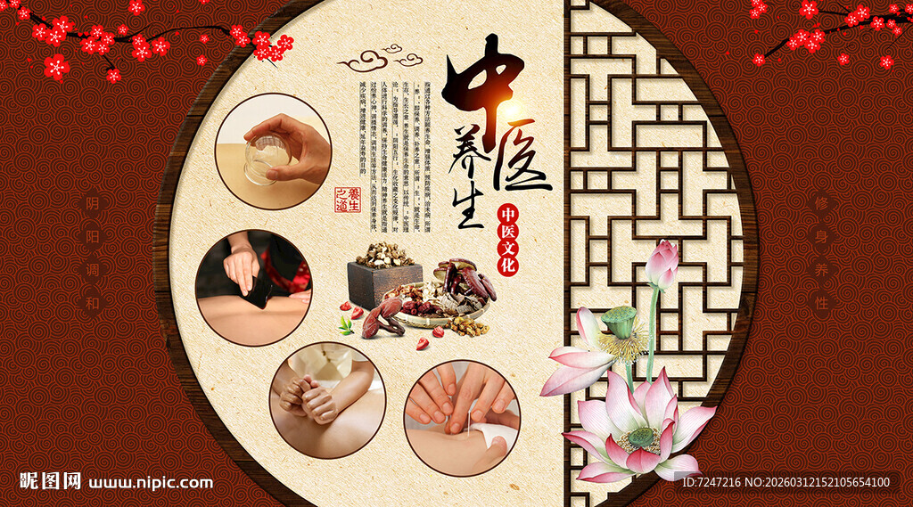 中医养生之道背景墙图片