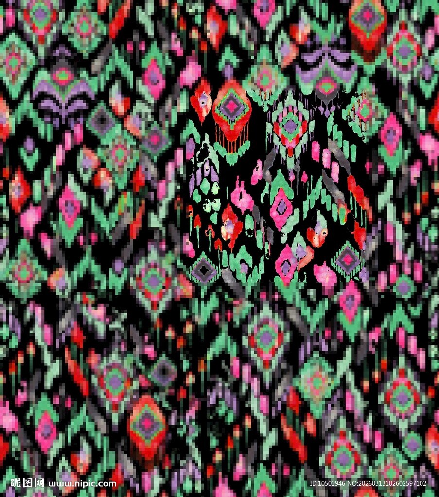 多彩民族风图案布料纹理