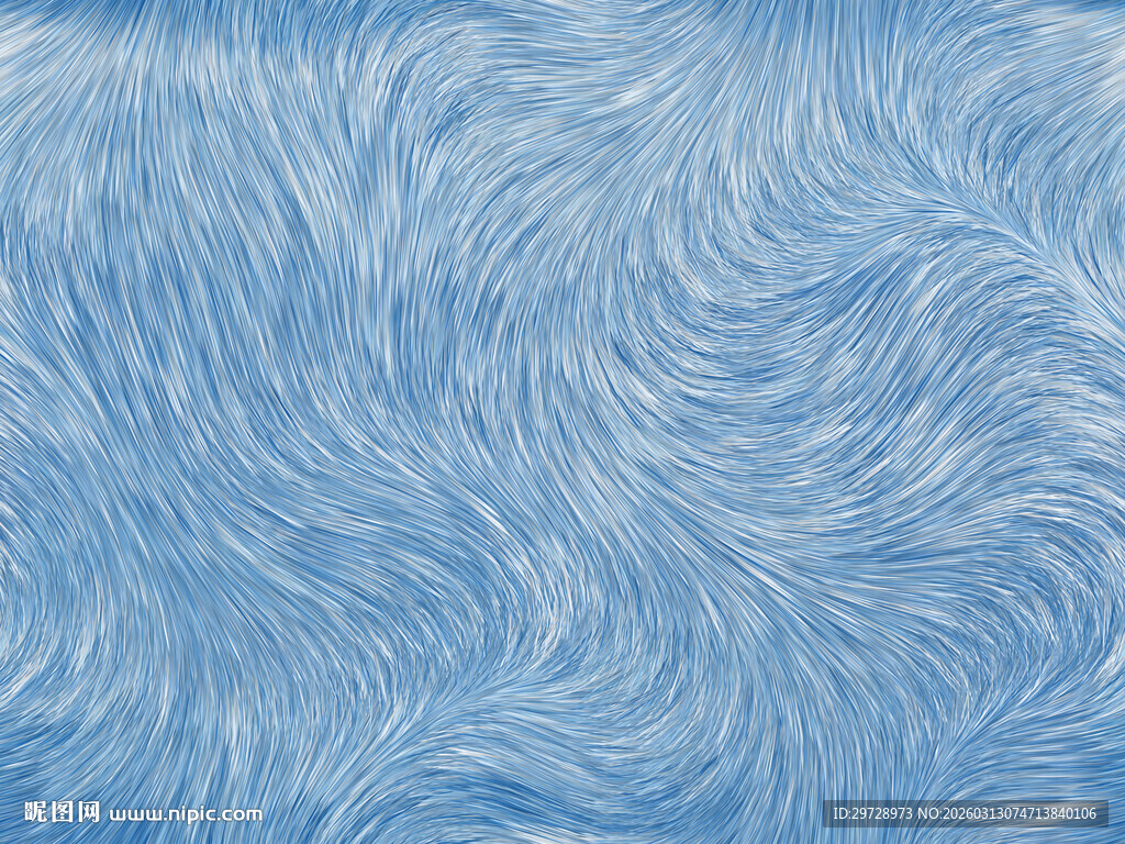 蓝色弯曲毛发线条纹理