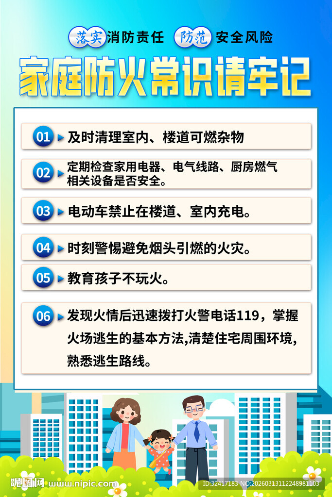 家庭防火常识宣传海报