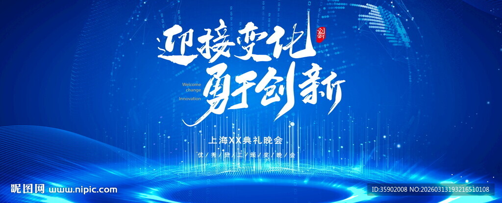 迎接变化勇于创新背景展板模板