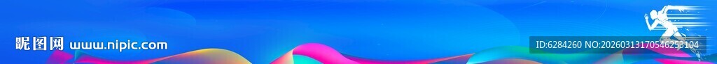 奔跑梦幻蓝色横幅背景