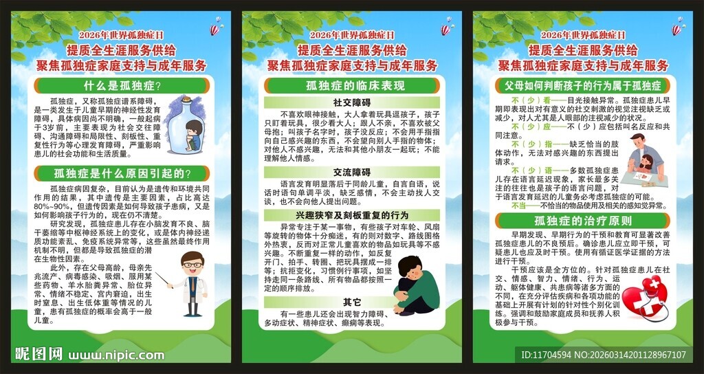 世界孤独症日展板