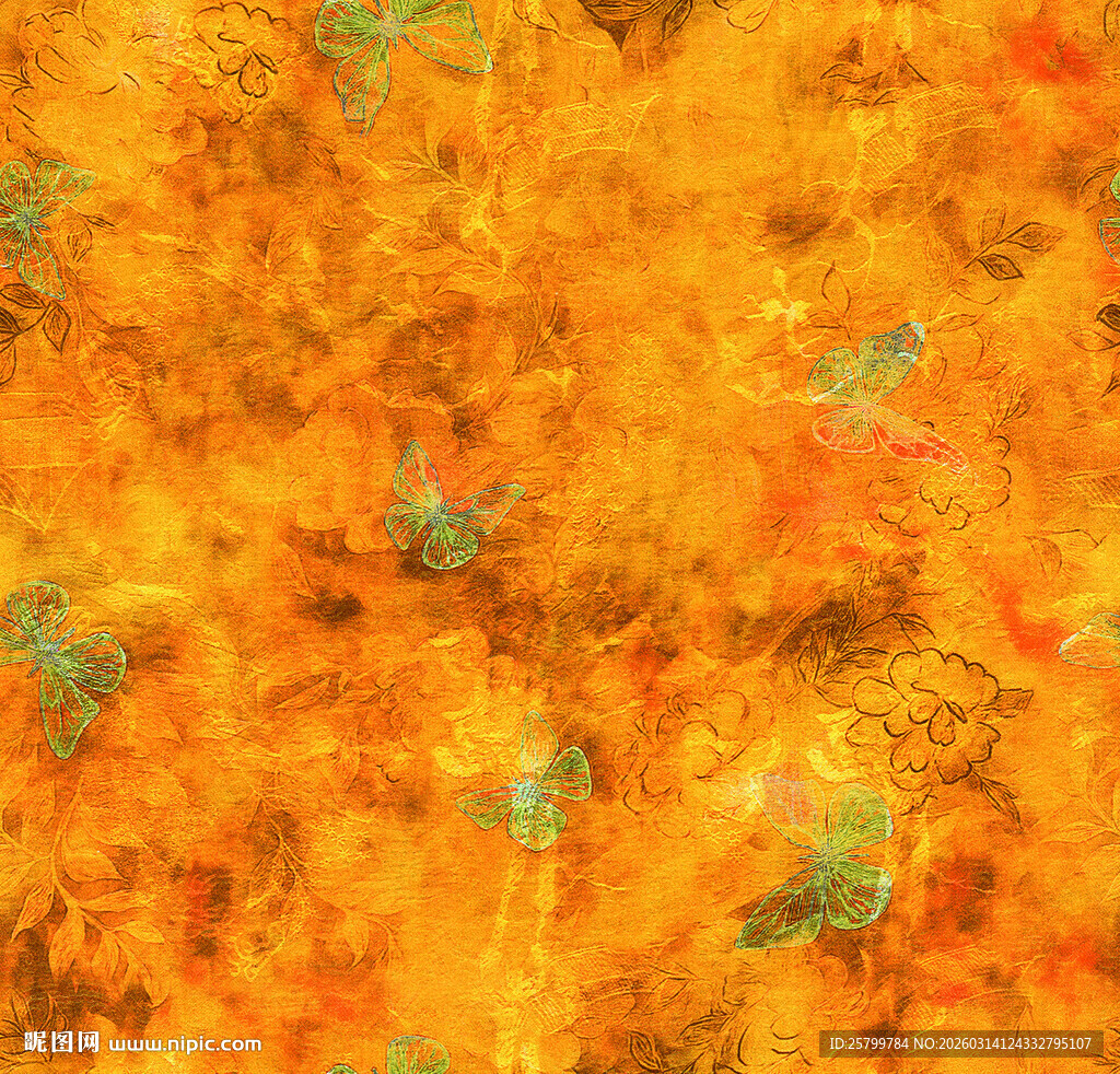 橙黄斑斓抽象纹理图案