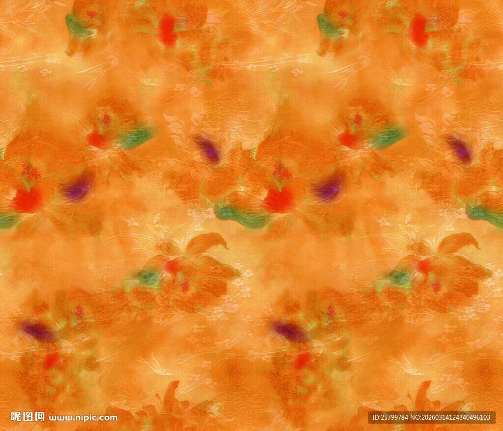 橙色花卉抽象图案纹理